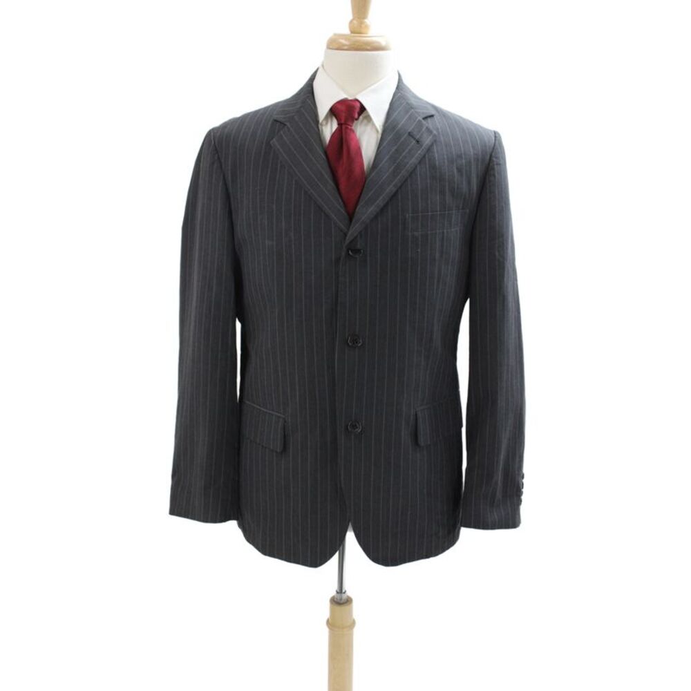 Ted Baker Mens Striped Cotton Blazer Gray Button Size 50